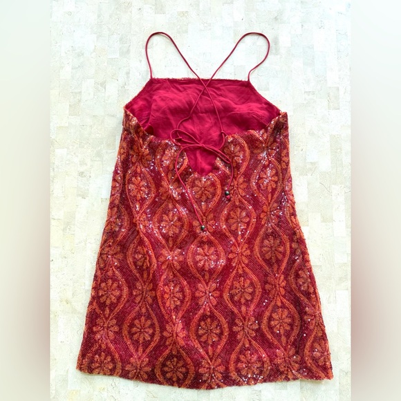 Free People Retro Babe Mini Dress Size XS Sequin Pattern Going Out $148 MSRP - Picture 4 of 9